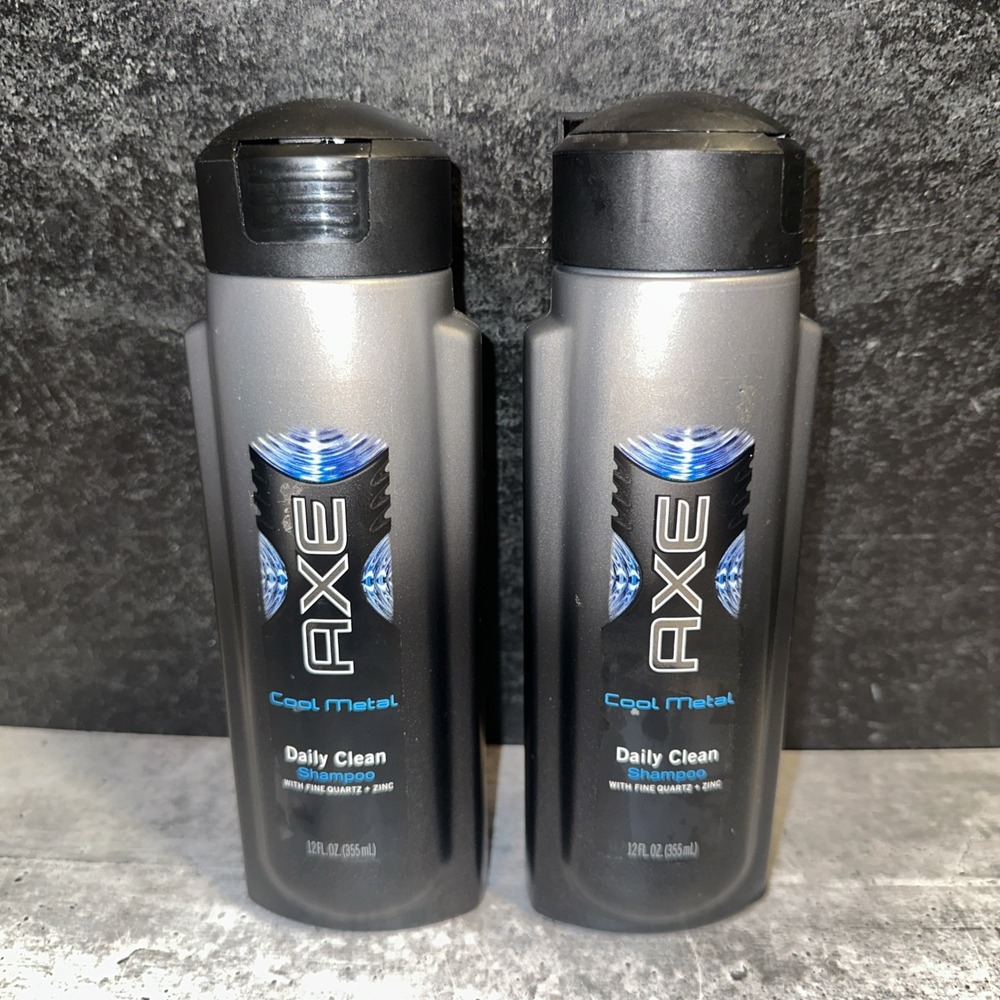 2 Lot AXE Cool Metal Daily Clean Shampoo 12 oz Fine Quartz & Zinc